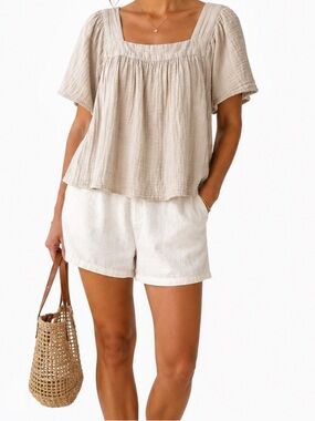 Style & Co. Square-Neck Cotton Gauze Women’s Top
